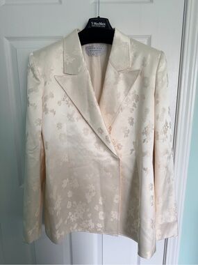 Gabriela Hearst Ivory Floral Satin Blazer